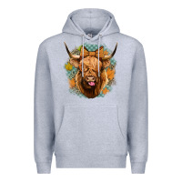 Heather Grey fall highland cow Premium Hoodie - Jasminsmagicworld