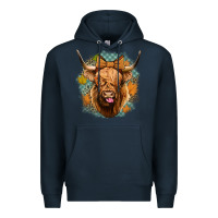 Navy fall highland cow Premium Hoodie - Jasminsmagicworld