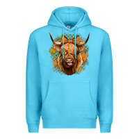 Ocean Blue fall highland cow Premium Hoodie - Jasminsmagicworld