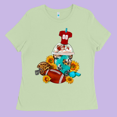 Football Frappe Coffee Ladies Tee Designed By Fadigitalartstudio