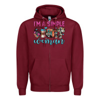 Burgundy i'm a simple woman Zipper Hoodie - JahusDesignShop