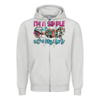 Dove Grey i'm a simple woman Zipper Hoodie - JahusDesignShop