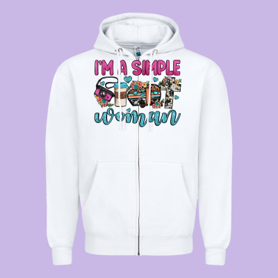 I'm A Simple Woman Zipper Hoodie Designed By Jahusdesignshop