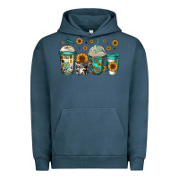 Pigment Midnight Navy sunflowers coffee cups Urban Hoodie - Jasminsmagicworld