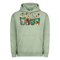 Pigment Oil Green sunflowers coffee cups Urban Hoodie - Jasminsmagicworld