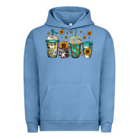 Pigment Pebble Blue sunflowers coffee cups Urban Hoodie - Jasminsmagicworld