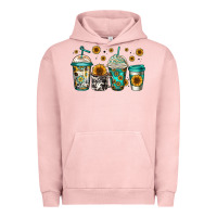 Pigment Salmon sunflowers coffee cups Urban Hoodie - Jasminsmagicworld