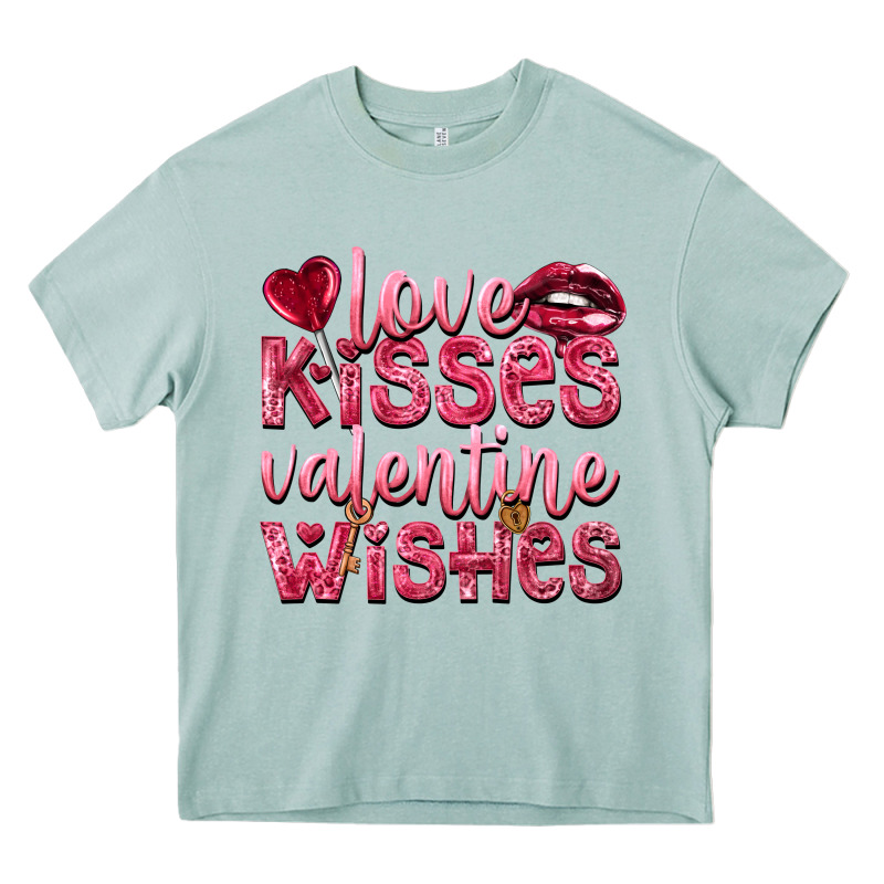 Love Kisses Valentine Wishes Valentine's Day Heavy Core Tee by HowdyJamesFarm | Teevron