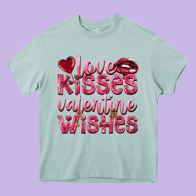 Love Kisses Valentine Wishes Valentine's Day Heavy Core Tee Designed By Howdyjamesfarm