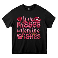 Black Love kisses Valentine wishes Valentine's Day Heavy Core Tee - HowdyJamesFarm