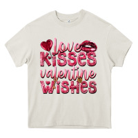 Cream Love kisses Valentine wishes Valentine's Day Heavy Core Tee - HowdyJamesFarm
