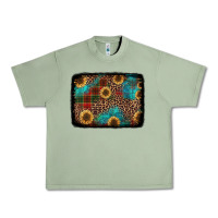 Oil Green christmas sunflowers and buffalo plaid background Urban Heavy Tee - Jasminsmagicworld
