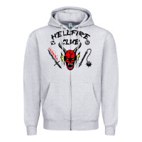 Heather Grey hellfire club strangerthings Zipper Hoodie - baoMotion
