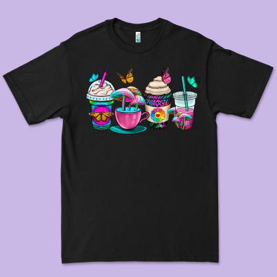 Tie Dye Coffee Cups Premium Tee Designed By Oliviacreatesart