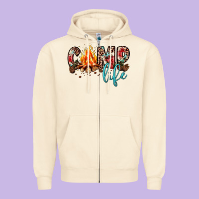 Camp Life Zipper Hoodie Designed By Jahusdesignshop