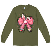 Army Green easter bunny pencil bow Long Sleeve Tee - CowhideDigitalArt