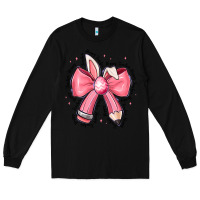 Black easter bunny pencil bow Long Sleeve Tee - CowhideDigitalArt