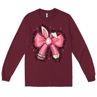 Burgundy easter bunny pencil bow Long Sleeve Tee - CowhideDigitalArt