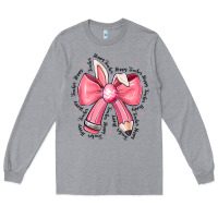 Heather Grey easter bunny pencil bow Long Sleeve Tee - CowhideDigitalArt