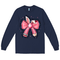 Navy easter bunny pencil bow Long Sleeve Tee - CowhideDigitalArt