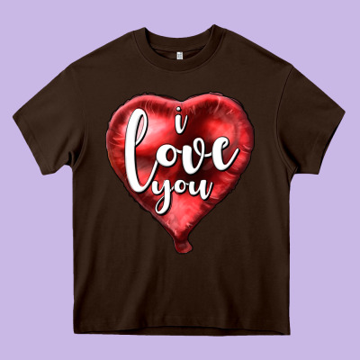 I Love You Heart Balloon Valentine's Day Heavy Core Tee Designed By Howdyjamesfarm