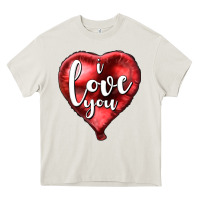 Cream I love you heart balloon Valentine's Day Heavy Core Tee - HowdyJamesFarm