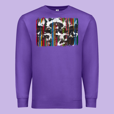 Cowhide, Leopard Serape Backgraund Premium Sweatshirt Designed By Jahusdesignshop