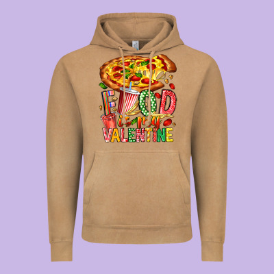 Food Is My Valentine Vintage Hoodie Designed By Cowhidedigitalart