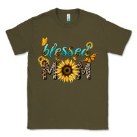 Army Green Blessed mom sunflower butterfly mother's day Classic Tee - HowdyJamesFarm