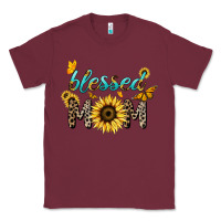 Burgundy Blessed mom sunflower butterfly mother's day Classic Tee - HowdyJamesFarm