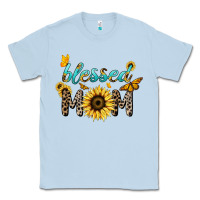 Dusty Blue Blessed mom sunflower butterfly mother's day Classic Tee - HowdyJamesFarm