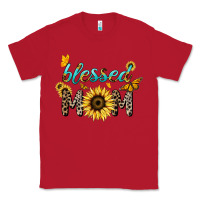 Red Blessed mom sunflower butterfly mother's day Classic Tee - HowdyJamesFarm