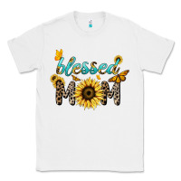 White Blessed mom sunflower butterfly mother's day Classic Tee - HowdyJamesFarm