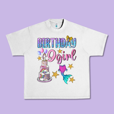 Birthday Girl 9 Urban Heavy Tee Designed By Bundleandbundleshop