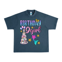Midnight Navy Birthday Girl 9 Urban Heavy Tee - BundleAndBundleShop