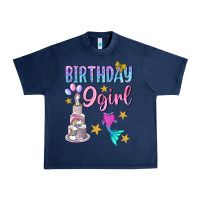 Navy Birthday Girl 9 Urban Heavy Tee - BundleAndBundleShop