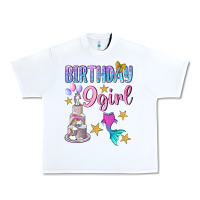 White Birthday Girl 9 Urban Heavy Tee - BundleAndBundleShop