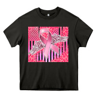 Cancer Awareness American Flag Heavy Core Tee | Teevron