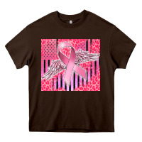 Chocolate Brown cancer awareness american flag Heavy Core Tee - CowGirlArtShop
