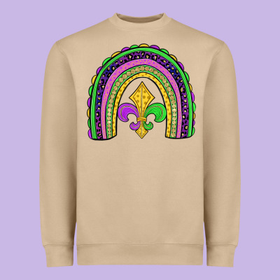 Mardi Gras Fleur De Lis Rainbow Heavyweight Sweatshirt Designed By Jahusdesignshop