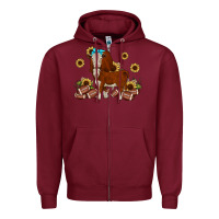 Burgundy football hereford sunflower Zipper Hoodie - JahusDesignShop