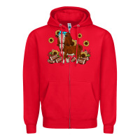 Red football hereford sunflower Zipper Hoodie - JahusDesignShop