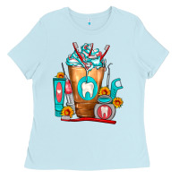 Baby Blue Dentist Cold Drink Frappe Ladies Tee - FaDigitalArtStudio