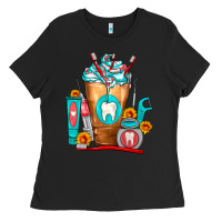 Black Dentist Cold Drink Frappe Ladies Tee - FaDigitalArtStudio