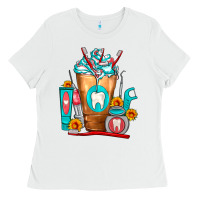White Dentist Cold Drink Frappe Ladies Tee - FaDigitalArtStudio