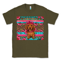 Army Green dachshund puppy floral Classic Tee - Artiststas