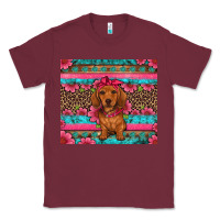 Burgundy dachshund puppy floral Classic Tee - Artiststas