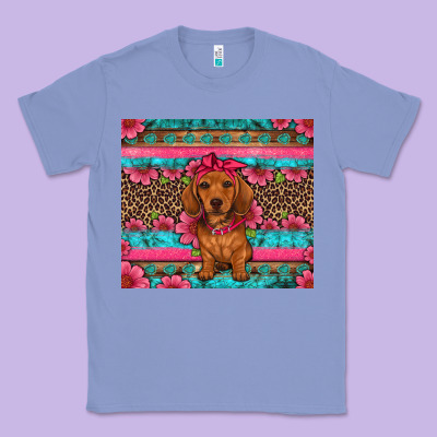 Dachshund Puppy Floral Classic Tee Designed By Artiststas
