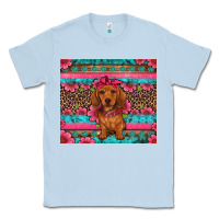 Dusty Blue dachshund puppy floral Classic Tee - Artiststas