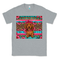 Heather Grey dachshund puppy floral Classic Tee - Artiststas